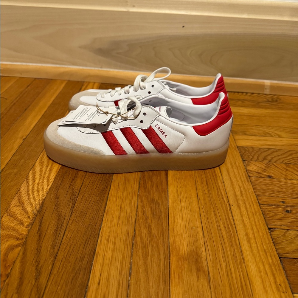 adidas Women's Sneakers in White and Red - Picture 4 of 5